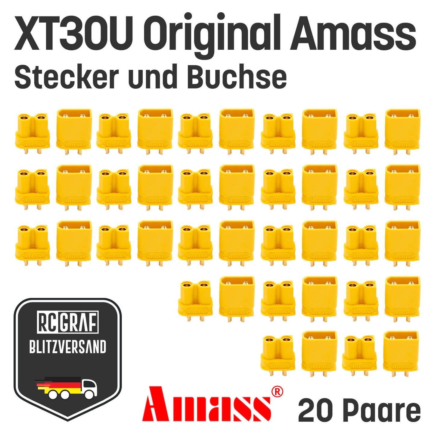 XT30U Original Amass® Stecker Buchse Gelb