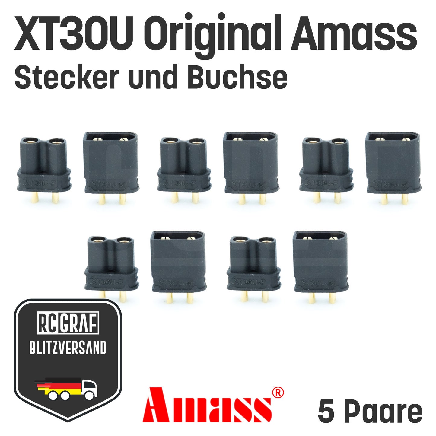 XT30U Original Amass® Stecker Buchse Schwarz