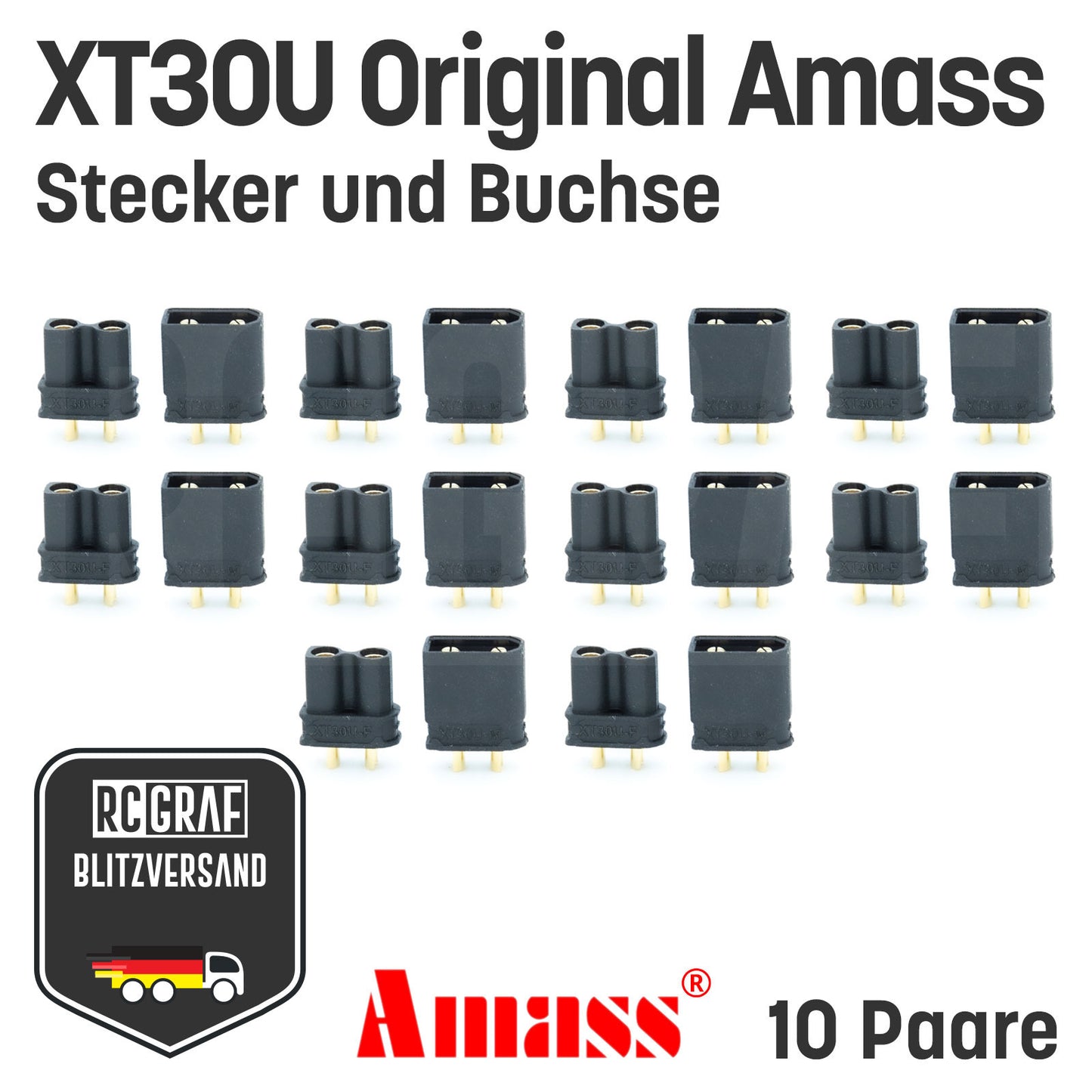 XT30U Original Amass® Stecker Buchse Schwarz