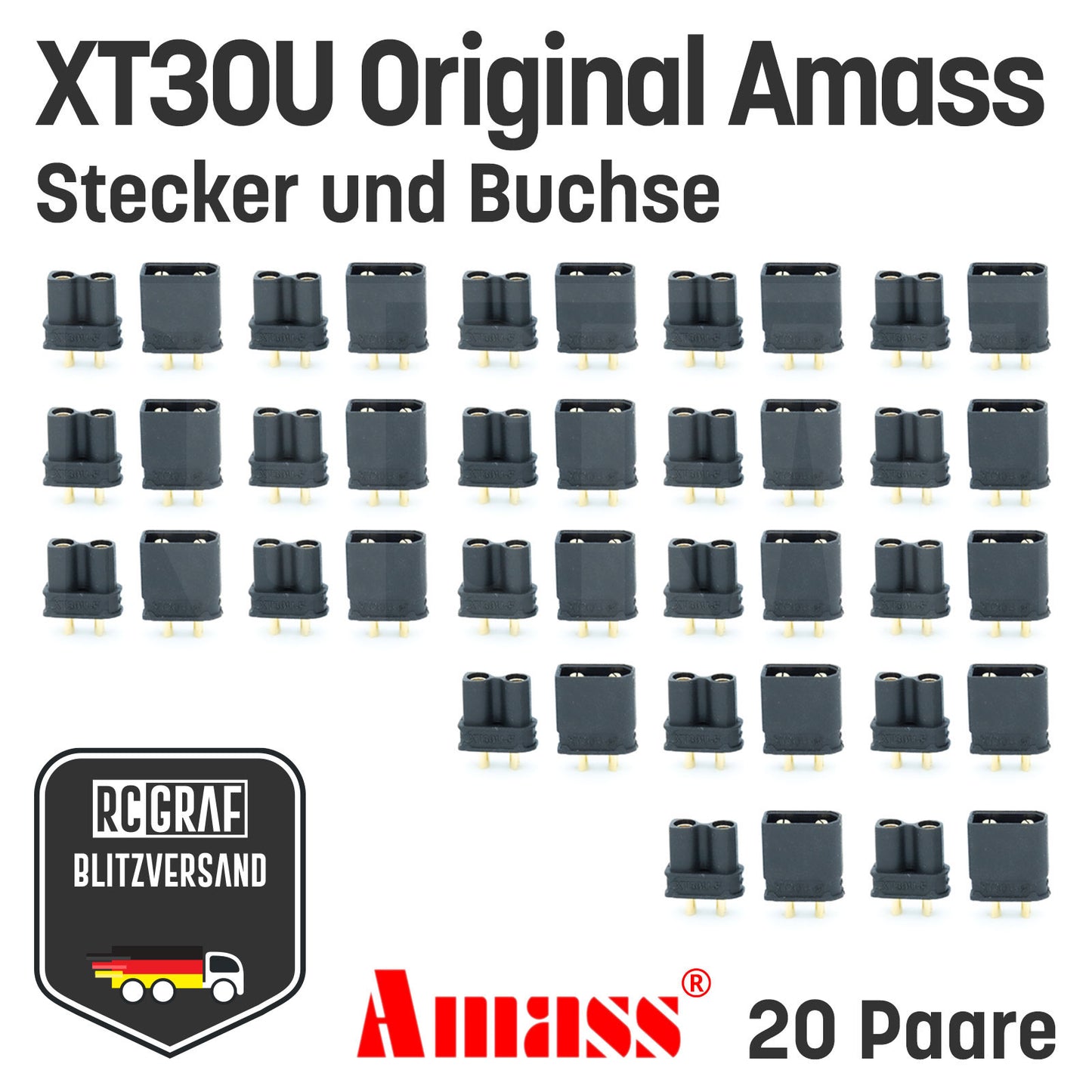 XT30U Original Amass® Stecker Buchse Schwarz