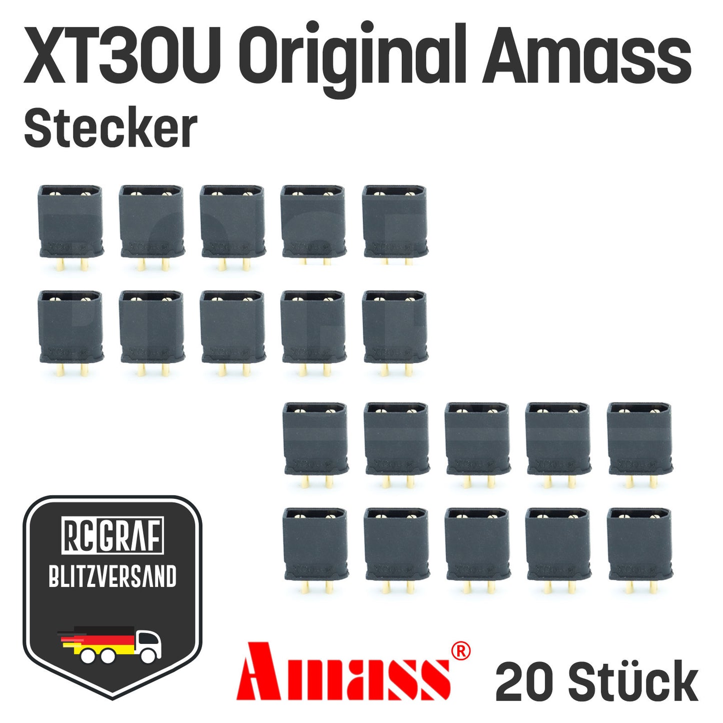 XT30U Original Amass® Stecker Buchse Schwarz