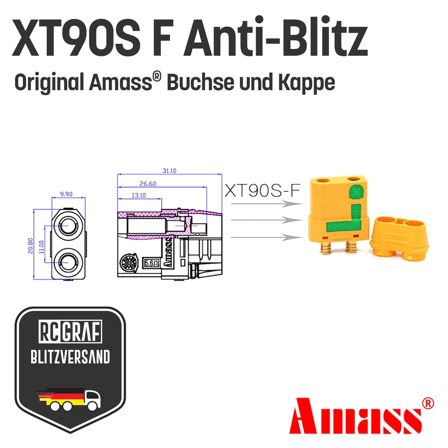 XT90S XT90 Anti Blitz Stecker Buchse Original Amass®