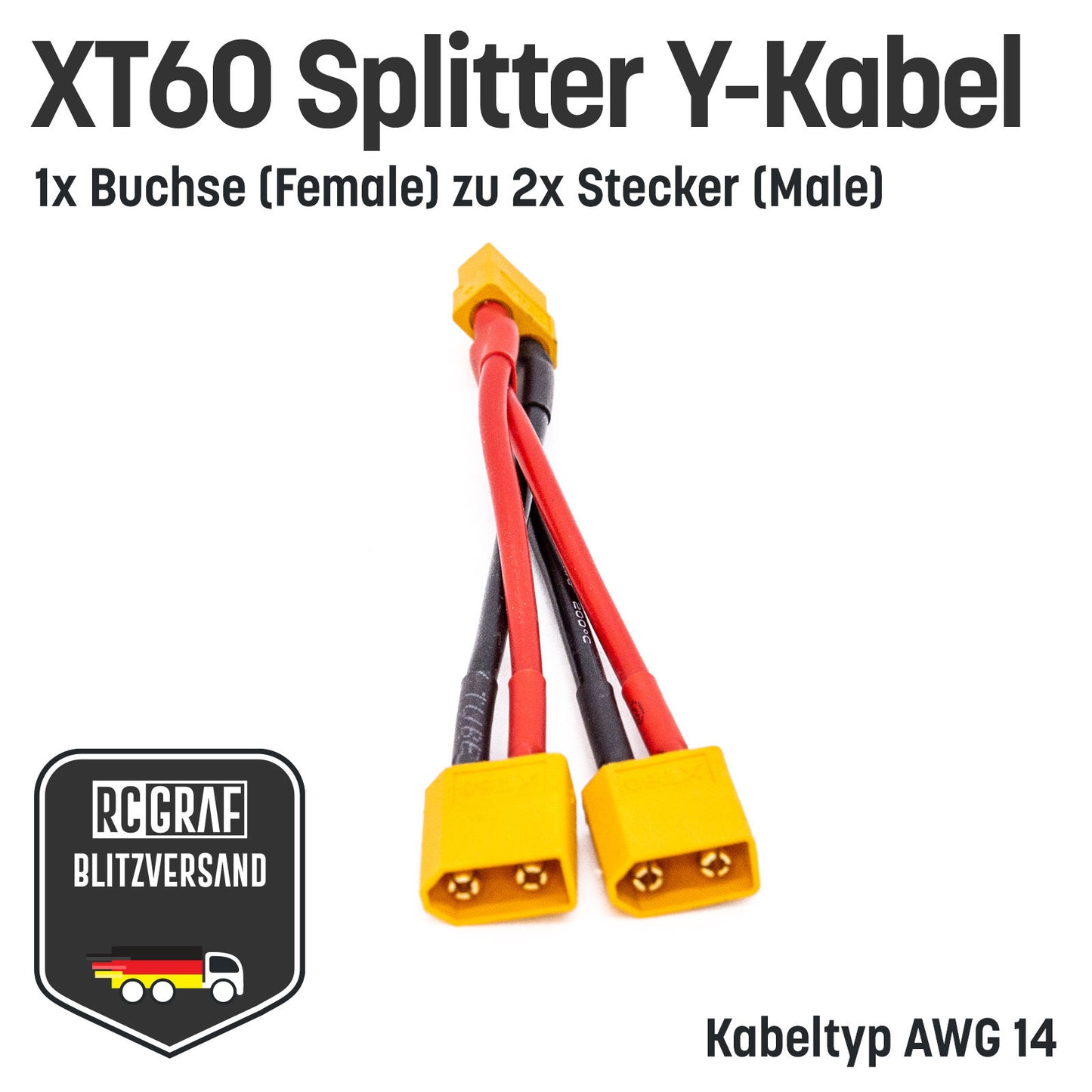 XT60 Adapter Splitter mit 14 AWG Kabel