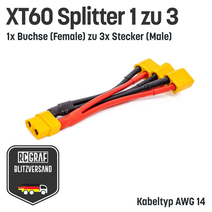 XT60 Adapter Splitter mit 14 AWG Kabel