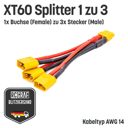 XT60 Adapter Splitter mit 14 AWG Kabel