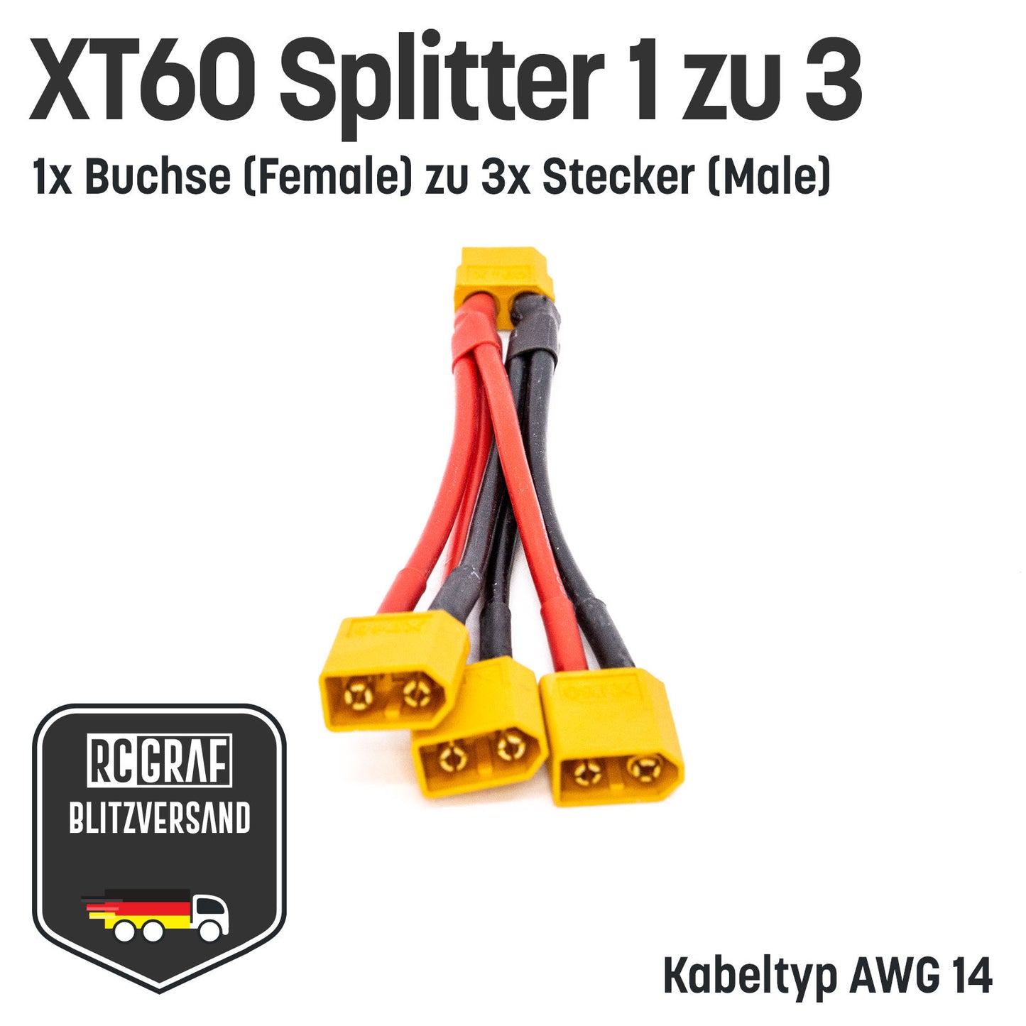 XT60 Adapter Splitter mit 14 AWG Kabel