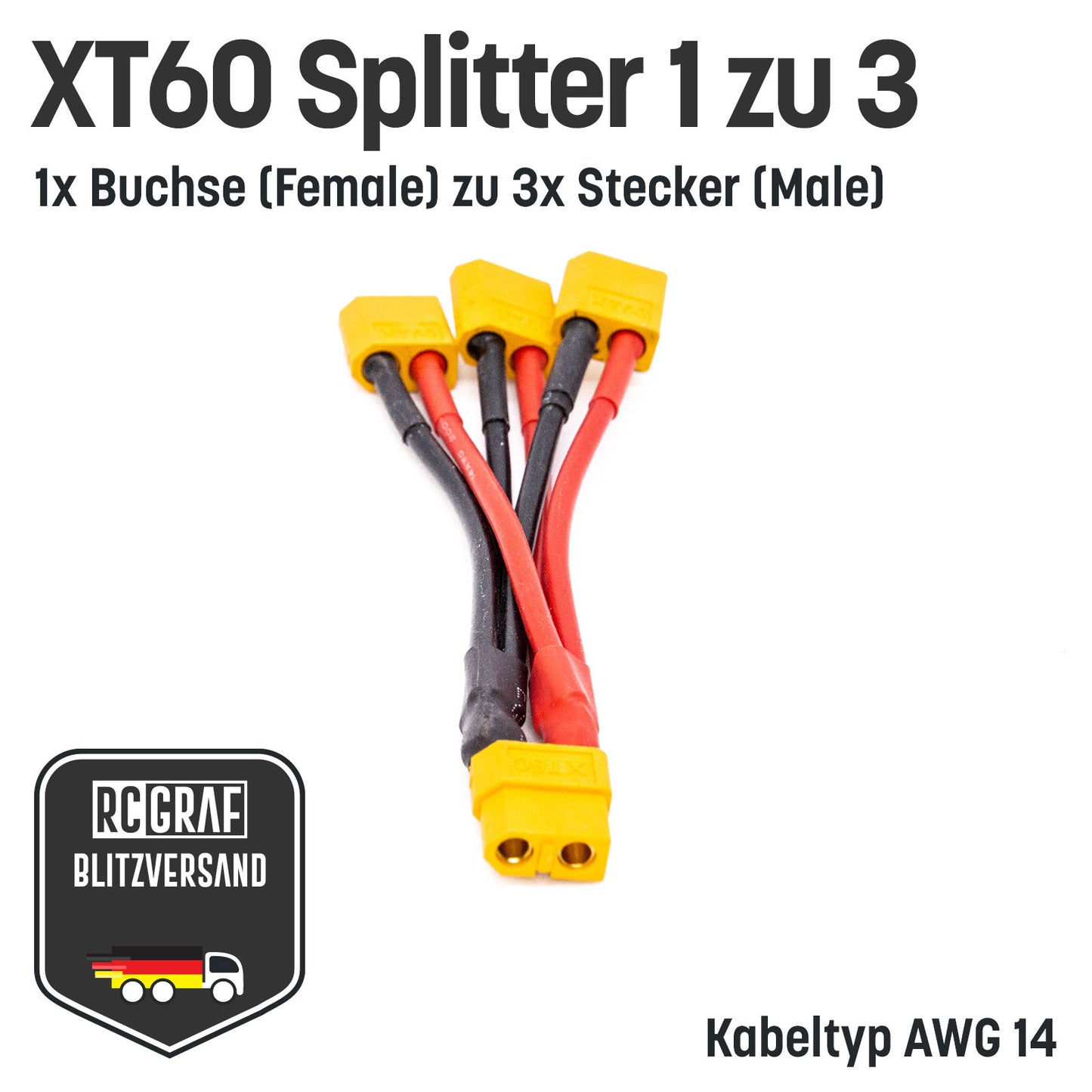 XT60 Adapter Splitter mit 14 AWG Kabel