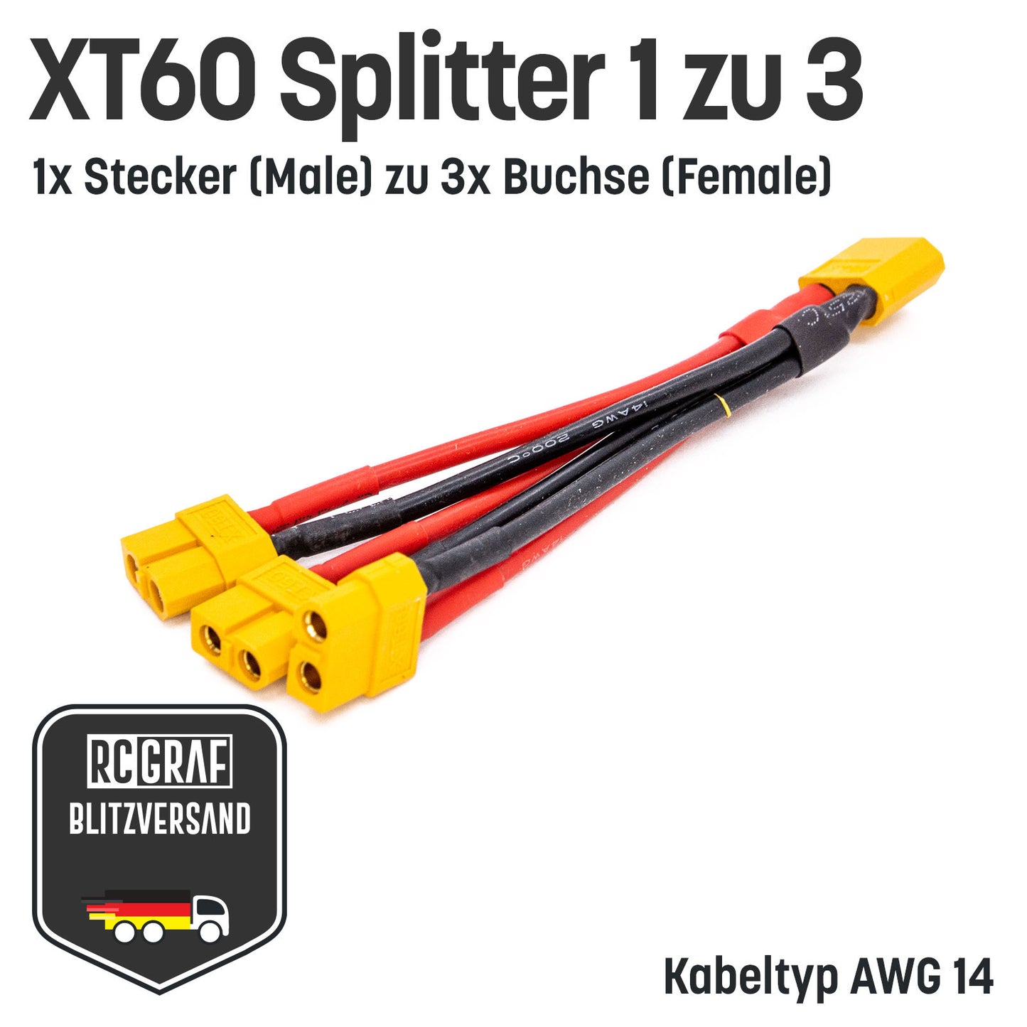 XT60 Adapter Splitter mit 14 AWG Kabel