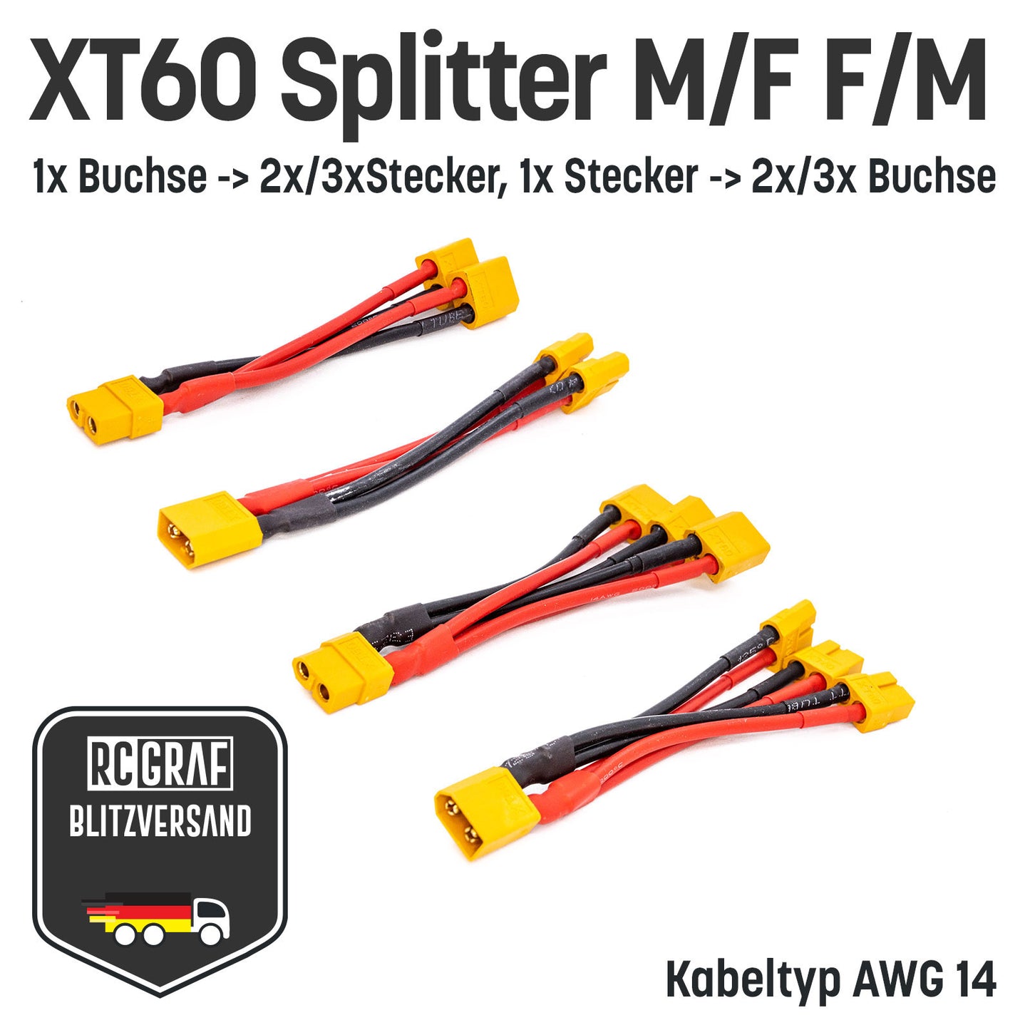 XT60 Adapter Splitter mit 14 AWG Kabel