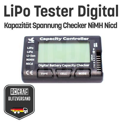 Batterietester Spannungstester Buzzer Alarm Piezo Tester LiPo LiFe NiMH NiCd Li-Ion