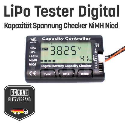 Batterietester Spannungstester Buzzer Alarm Piezo Tester LiPo LiFe NiMH NiCd Li-Ion