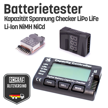 Batterietester Spannungstester Buzzer Alarm Piezo Tester LiPo LiFe NiMH NiCd Li-Ion