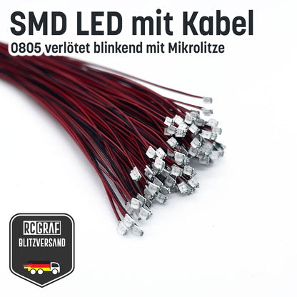 Blinkende SMD LED 0805 Microlitze 30cm