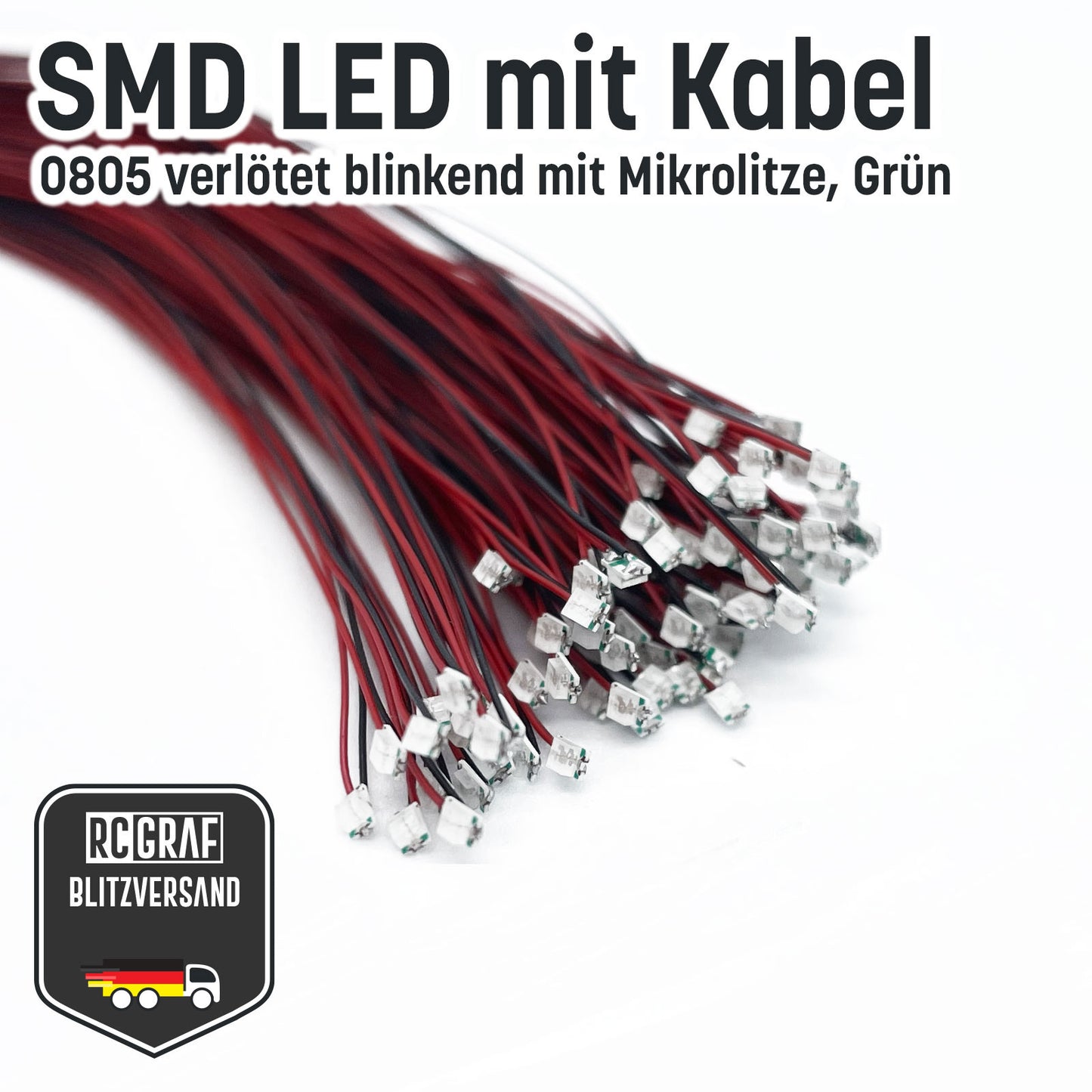 Blinkende SMD LED 0805 Microlitze 30cm