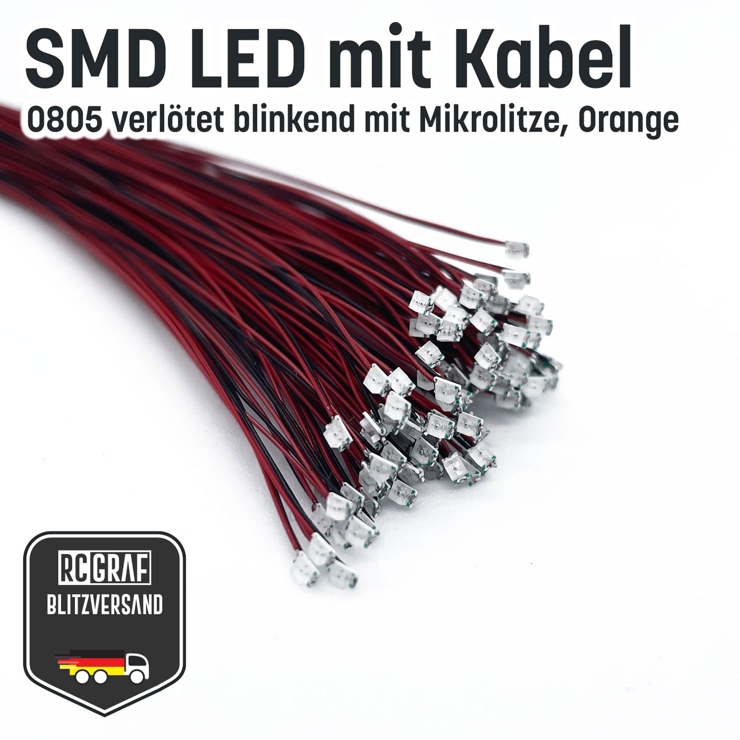 Blinkende SMD LED 0805 Microlitze 30cm