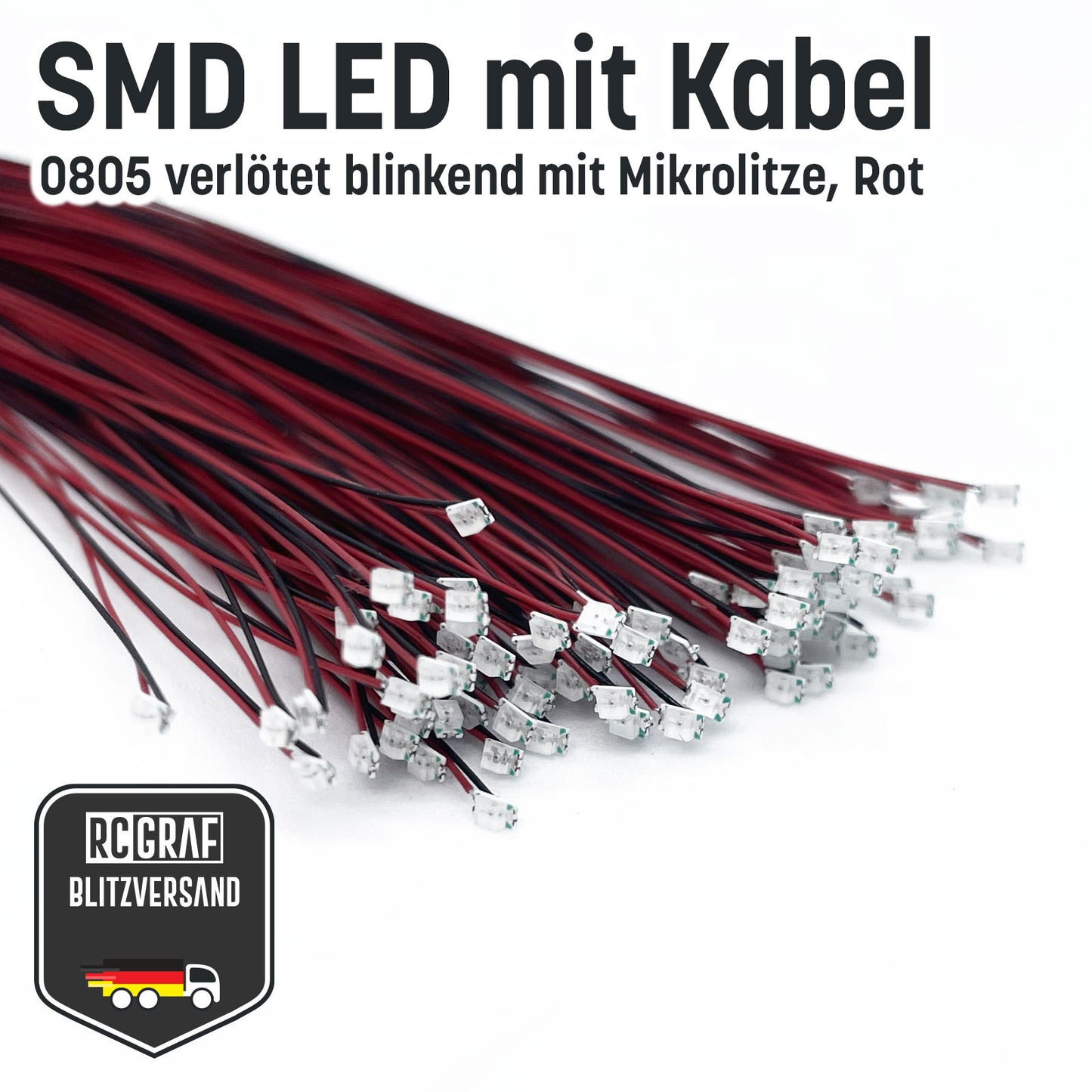 Blinkende SMD LED 0805 Microlitze 30cm