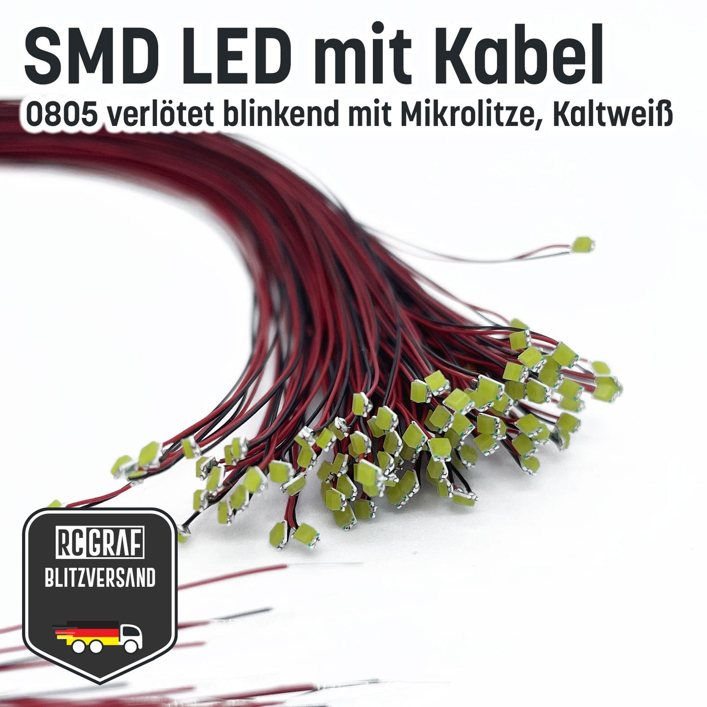 Blinkende SMD LED 0805 Microlitze 30cm