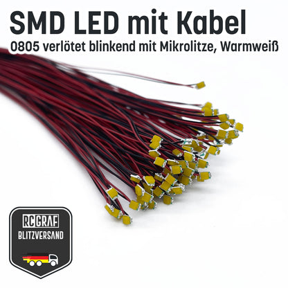 Blinkende SMD LED 0805 Microlitze 30cm