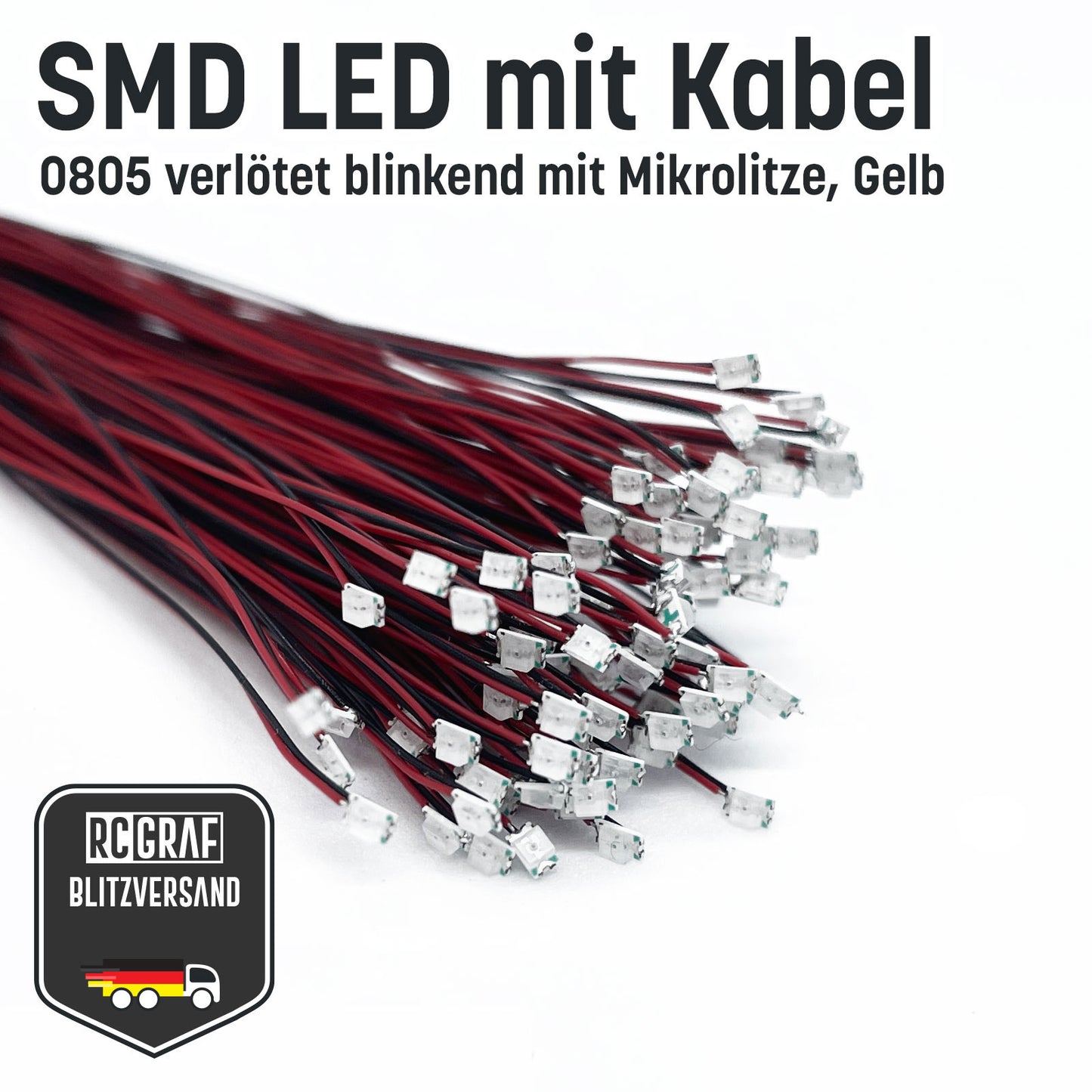 Blinkende SMD LED 0805 Microlitze 30cm